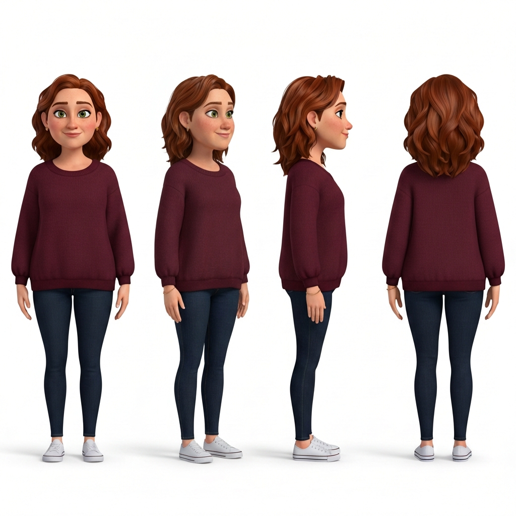 Nina character turnaround sheet