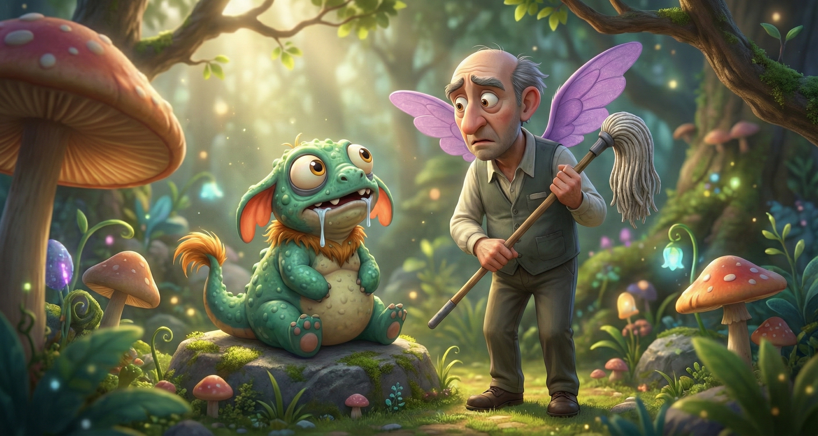 Ruben the fairy godfather with his magical companion Jetplane