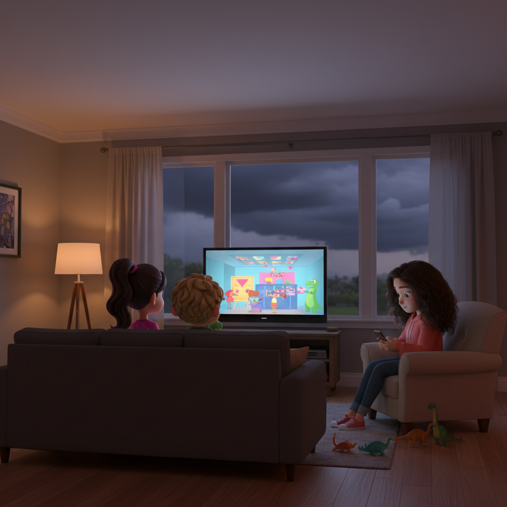 Establishing shot of Scene 1 living room